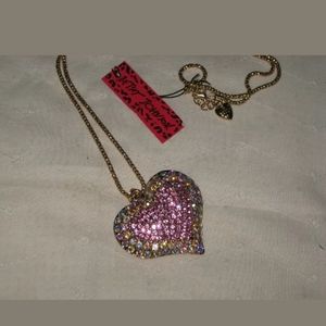 Betsey Johnson crystal heart necklace